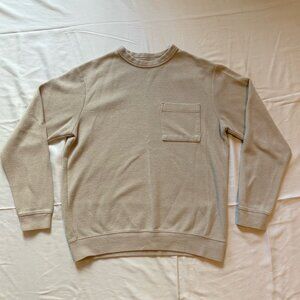 GAP Waffle Knit Crewneck Sweatshirt Beige Cream Pocket Mens Small Minimal